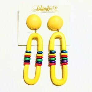 Islands Phillipino Multi Color Wood Dangle Earrings